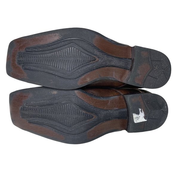 Vintage Giorgio Brutini brown embossed leather square toes luxury designer men 8 - Picture 10 of 13